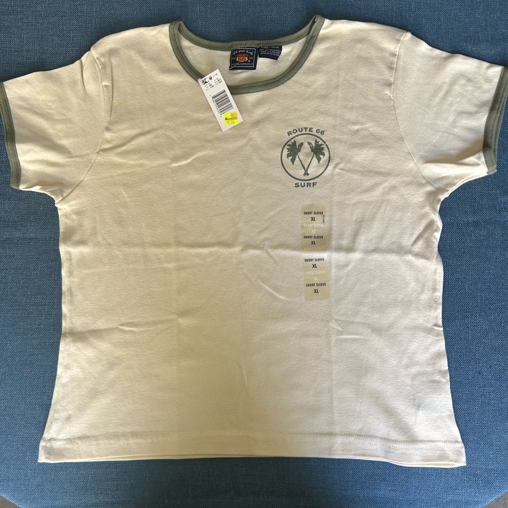 Route 66 Women’s Cream and Gray Surf Tee